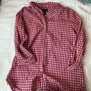 J. Crew Red and Pink Plaid Shirt